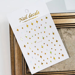 1PCS Sliver Stars Nails Stickers 3D Bronzing Laser White Cross Starlight Glossychic Y2K Stylish Adhesive Manicure Decorations *# (Online Order Only)