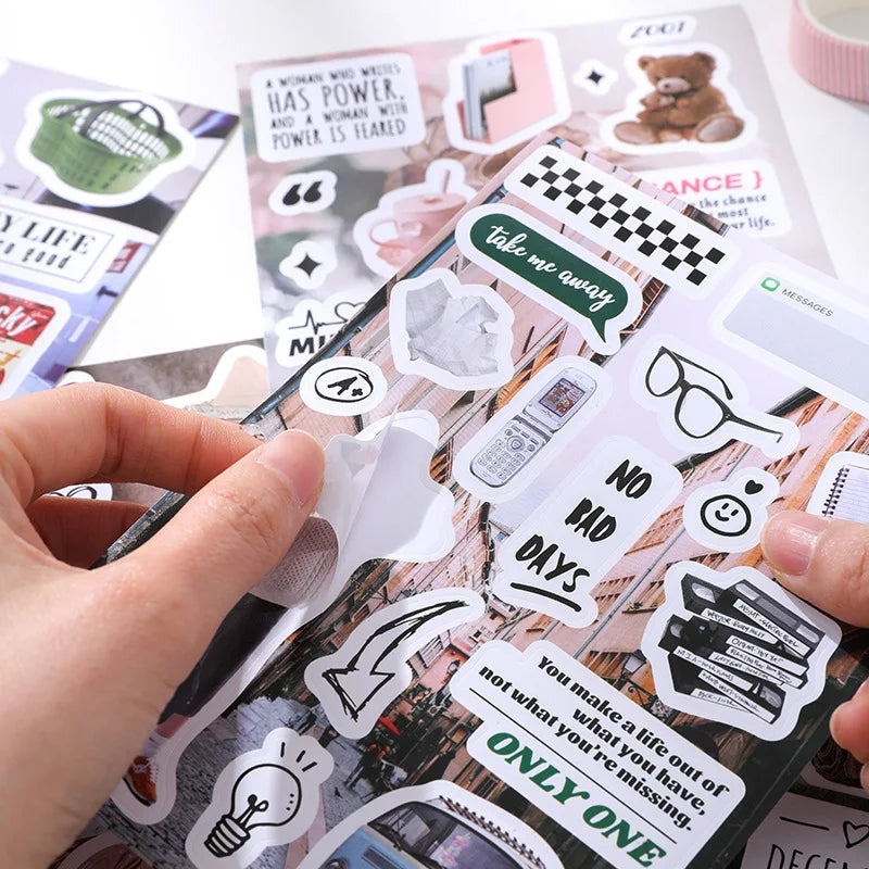 4 Sheets Ins Korean Magazine Planner Stickers Scrapbooking Journal Collage DIY Decoration Material Sticker Kawaii Stationery (Online Order Only)