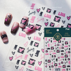 Graffiti Line Love Heart Cool Personal Hollow Out English Letter Y2k Self Adhesive Nail Art Decorations Sticker Manicure Decals (ONLINE ORDER ONLY)