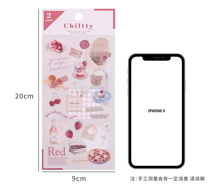2pcs Japanese Cute Bear Strawberry Flower Landscaping Stickers Scrapbooking Junk Journal Planner Collage Material Stationery (ONLINE ORDER ONLY)