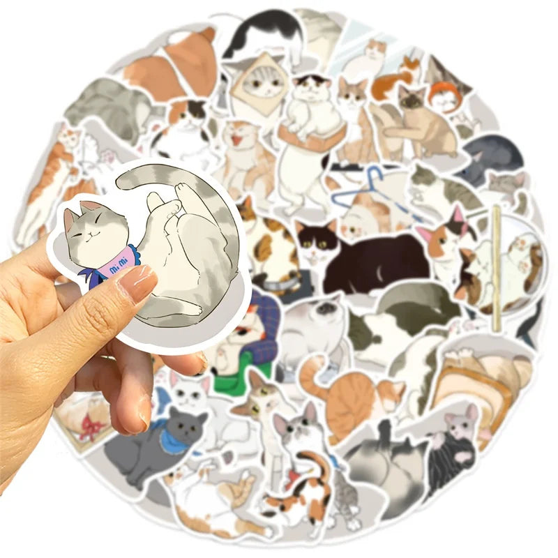10/30/50PCS Kawaii Angry Cat Sticky PVC Sticker Aesthetic DIY Decoration Scrapbooking Korean Hand Accounting Supplies for Kids (ONLINE ORDER ONLY)