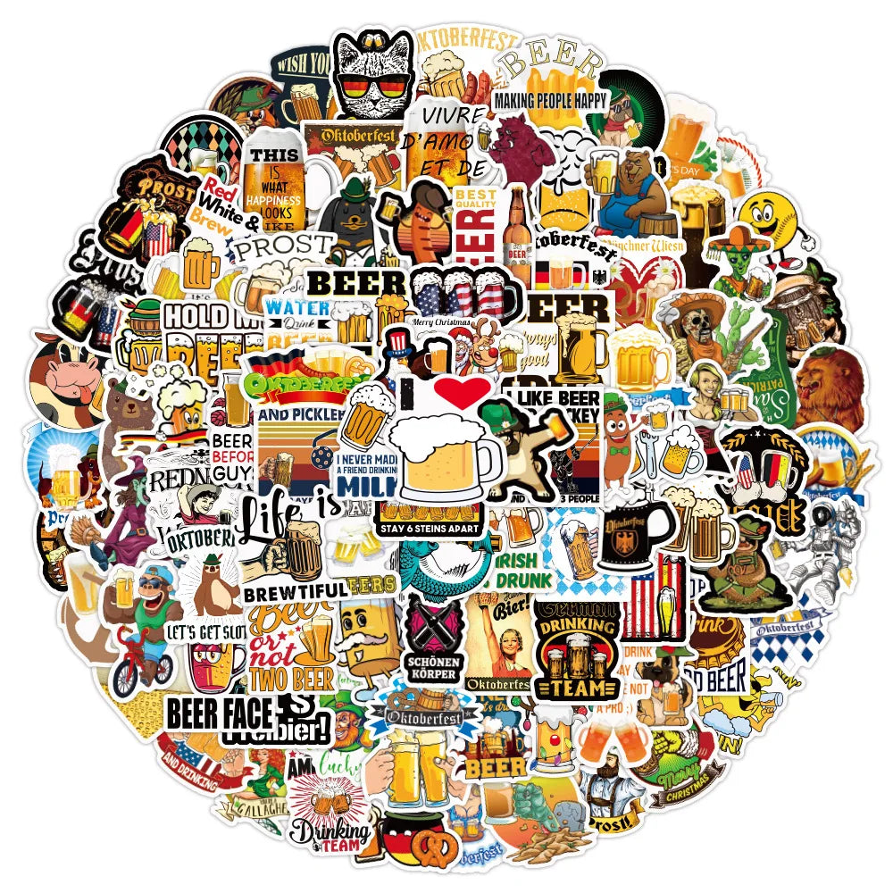 Oktoberfest Beer Cartoon Stickers Pack - Laptop, Helmet, Cup, Phone Decals (Online Order Only)