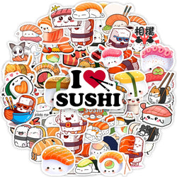 Kawaii Cute Cartoon Japanese Sushi Stickers DIY Kids Toy Gift Decal for Phones Laptops Bottles Scrapbooking Luggage  Waterproof (Online Order Only)
