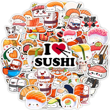 Kawaii Cute Cartoon Japanese Sushi Stickers DIY Kids Toy Gift Decal for Phones Laptops Bottles Scrapbooking Luggage  Waterproof (Online Order Only)