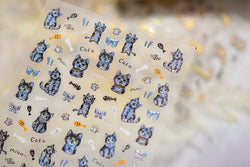 Cute Cat Eye Fishbone Animals Leopard Cat Ginger Cat Kitten Exclamation Point Paw Self Adhesive Nail Art Sticker Manicure Decals (ONLINE ORDER ONLY)