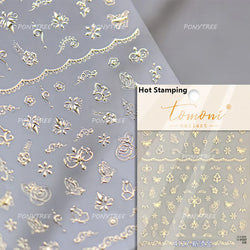 Gold Stamped Silver Totems Geometric Patterns Figure 5D Self Adhesive Nail Art Stickers Stars Bohemia Manicure Decals Wholesale (Online Order Only)