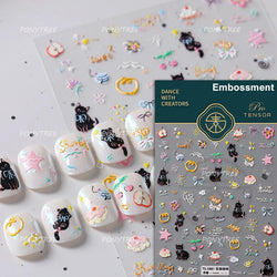 Black Cat Kitten Rabbit Cat's Paw Bowknot Tie Bunny Animals Love Heart Jelly Adhesive Nail Art Stickers Manicure Decal Wholesale (ONLINE ORDER ONLY)