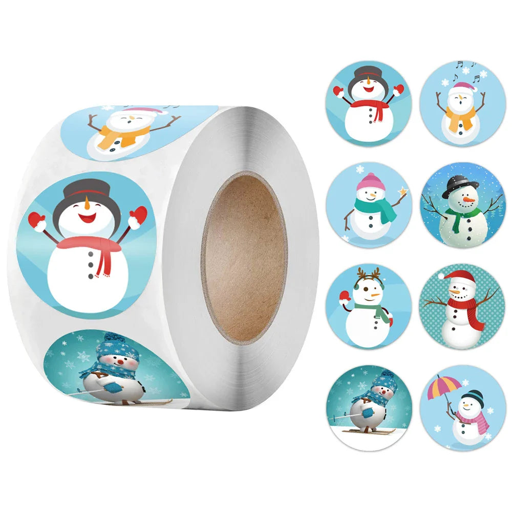 100-500pcs Round Merry Christmas Stickers Thank You Card Box Package Label Sealing Stickers Wedding Decor Stationery Sticker (Online Order Only)