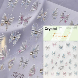 Charming Golden Gradient Shiny Rhinestone Jelly Butterfly Flower Petal Bowknot 3D Self Adhesive Nail Art Sticker Manicure Decals (ONLINE ORDER ONLY)