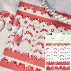 French Skirt Hem Halo Dyeing Purple Pink White Hemline Bowknot Wedding Veil Dreamy Star Adhesive Nail Art Sticker Manicure Decal (ONLINE ORDER ONLY)