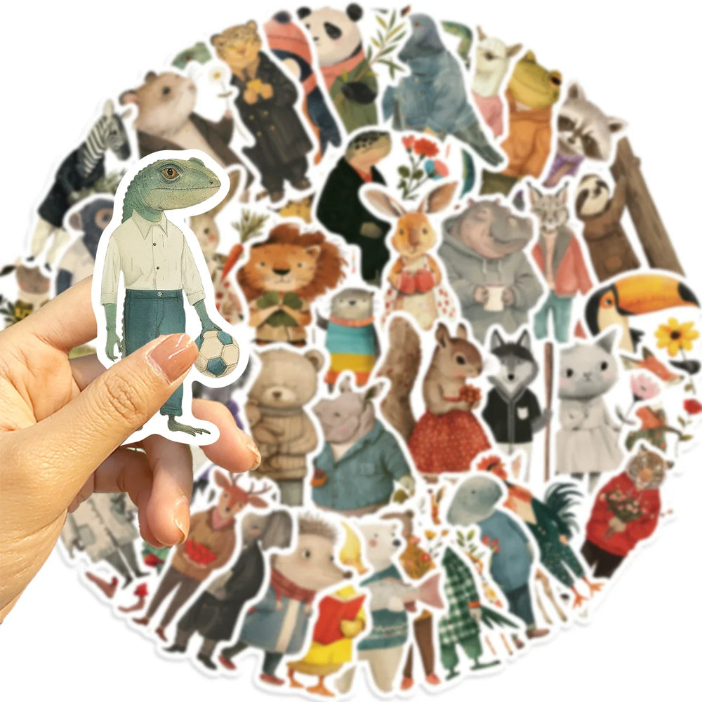 50pcs Vintage Animals Cliparts Stickers Aesthetic Motorcycle Phone Car Skateboard Laptop Sticker Decal Classic Kids Toy (Online Order Only)