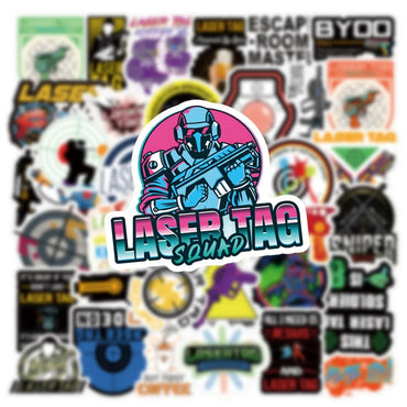 10/30/50PCS Laser Tag Shootout Game Stickers Cool Graffiti Toys For Kids Boys Phone Luggage Laptop Skateboard Decals Car Sticker (ONLINE ORDER ONLY)