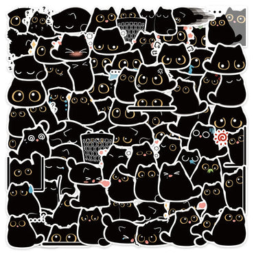 10/40/80PCS Cute Briquette Black Cat Stickers Kawaii Kitten Decals DIY Scrapbook Phone Laptop Suitcase Fridge Bike Kids Sticker (ONLINE ORDER ONLY)