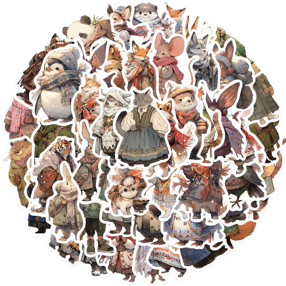 Cartoon Winter Animal Stickers for Snowboard Laptop Luggage Car Fridge Vinyl 10/30/50Pcs (ONLINE ORDER ONLY)