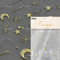 Romantic Purple Star Moon Butterfly Bowknot Retro Water Drop Gem Starburst Adhesive Nail Art Stickers Starlight Manicure Decals (ONLINE ORDER ONLY)