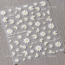 Cute Beige Yellow Pristine Fresh Daisy Flower 5D Shiny Soft Embossed Relief Charm Self Adhesive Nail Art Stickers Manicure Decal (ONLINE ORDER ONLY)
