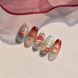 Snake Rose  Flower Chinese Knot Calabash Gourd Peony Good Fortune Self Adhesive Nail Art Stickers Manicure Decals Nail Supplies (ONLINE ORDER ONLY)