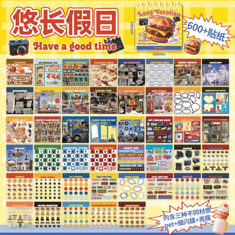 45 Sheets 4 Various Styles of Sticker Books Cute Cut Film Sticker Journal Handbook Scrapbooking Kawaii Decoration Sticker Gift (ONLINE ORDER ONLY)