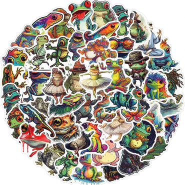 10/30/50pcs Cool Funny Psychedelic Frog Stickers Waterproof Decals Kids Toy Skateboard Laptop Motorcycle Car Decoration Sticker (ONLINE ORDER ONLY)