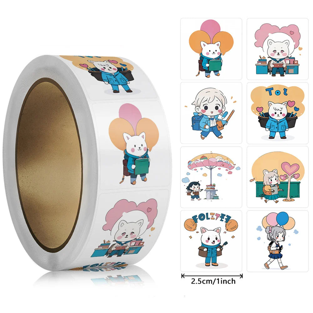 100-500pcs Square Cartoon Animal Sticker Thank You Stickers Children Cute Toy Game Tag DIY Gift Decoration Sealing Label (ONLINE ORDER ONLY)