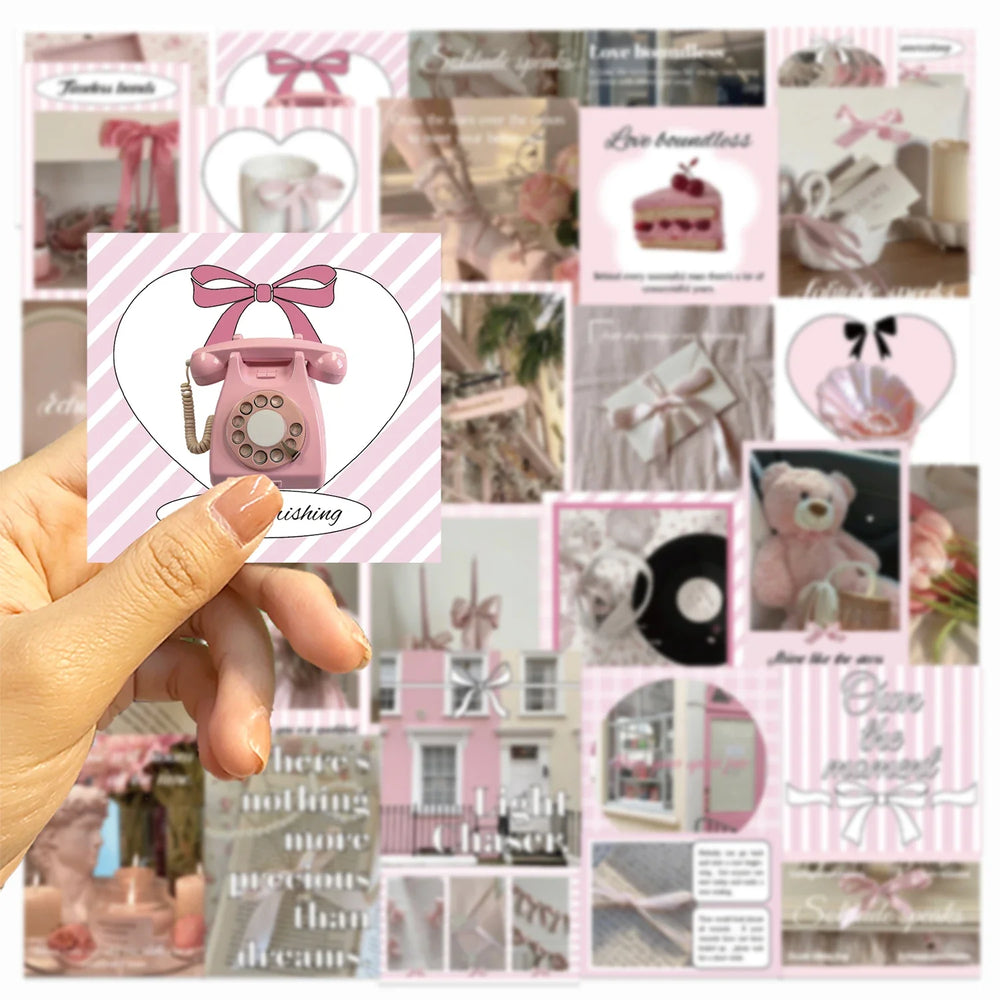 30Pcs Pink Ballet Style Stickers Kawaii Cartoon Waterproof PVC Stickers Scrapbooking Diy Journaling Cute Stationery Sticker (ONLINE ORDER ONLY)