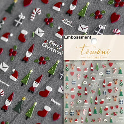Dressy Embossment Colorful Gradient Snowflakes Laser Silver Christmas Tree Winter Bowknot Santa Nail Art Stickers Manicure Decal (Online Order Only)