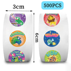 500Pcs Reward Stickers Motivational Stickers Roll for Kids for School Reward Students Teachers Cute Animals Stickers Labels (ONLINE ORDER ONLY)