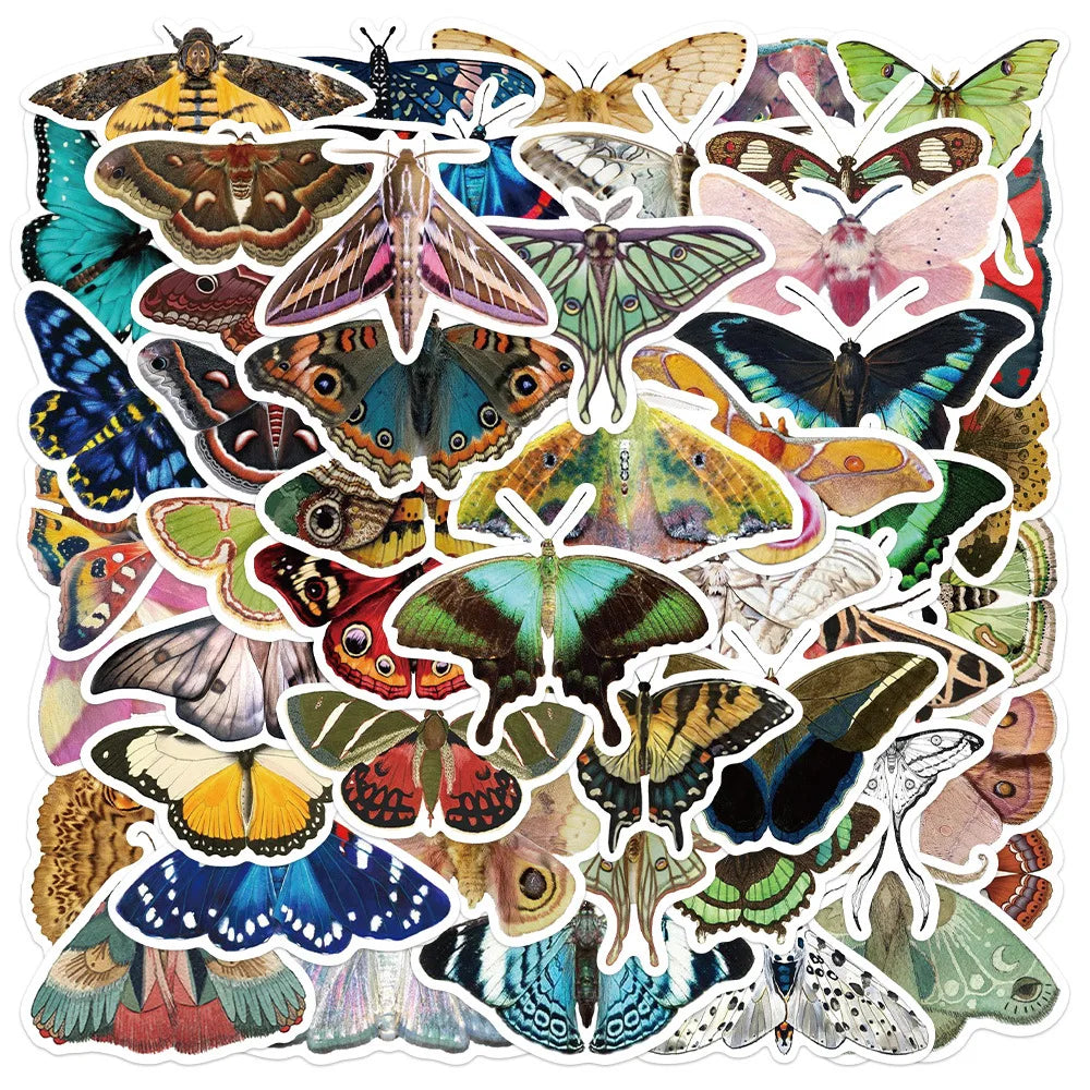 Retro Moth Art Stickers for Phone Laptop Luggage Skateboard Decals (Online Order Only)