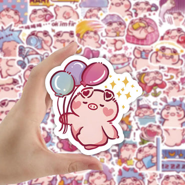 10/60Pcs Cute Pig Graffiti Diary Suitcase Skateboard Guitar Cup Decoration Waterproof Cartoon Sticker Toy Wholesale 2022 (Online Order Only)