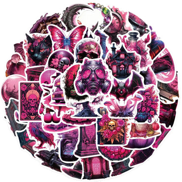 10/50Pcs Purple Gothic Magic World Witch Aesthetic Cartoon Stickers Decorative Anime Decals Laptop Motorcycle Car Cool Sticker (ONLINE ORDER ONLY)