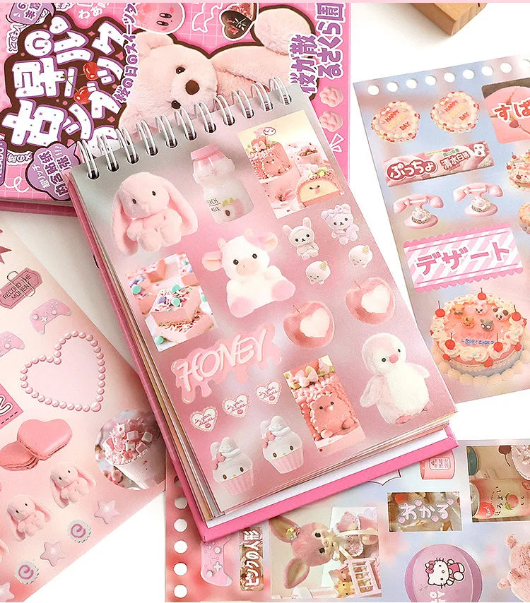 30sheets/book Y2K Retro Cute Bear Food Cut Film Sticker for Laptop Phone Camera Journal Scrapbook Kawaii Decoration Sticker Gift (ONLINE ORDER ONLY)