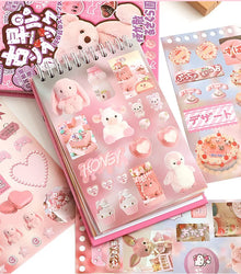 30sheets/book Y2K Retro Cute Bear Food Cut Film Sticker for Laptop Phone Camera Journal Scrapbook Kawaii Decoration Sticker Gift (ONLINE ORDER ONLY)