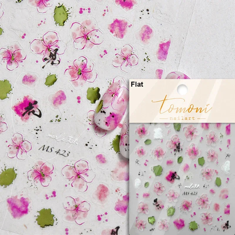 Hummingbird Iris Butterfly Peony Rose Tulip Daisy Lily Flowers Morning Glory Pearl Rhinestones Nail Art Sticker Decoration Decal (ONLINE ORDER ONLY)