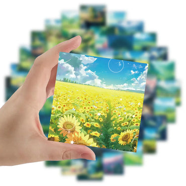 10/30/60PCS Aesthetic Landscape Stickers Decals DIY Phone Suitcase Skateboard Phone Suitcase Car PVC Waterproof Kids Sticker Toy (ONLINE ORDER ONLY)