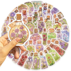 10/30/50PCS Kawaii Flower Bottle PVC Sticky Sticker Aesthetic Children's Stationery DIY Decoration Scrapbooking School Supplies (Online Order Only)