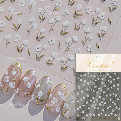 Retro Mini Flower Vintage Leaves Hot Stamping Petal Daisy Delicate Chic Self Adhesive Nail Art Stickers Manicure Decal Wholesale (ONLINE ORDER ONLY)