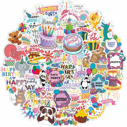 50pcs Cartoon Birthday Cake Stickers for Laptop, Phone, Water Bottle, Suitcase, Stationery, Fridge (ONLINE ORDER ONLY)
