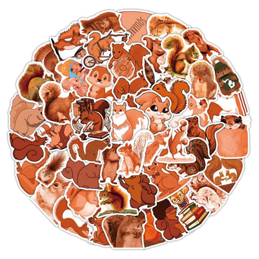 10/50pcs Cartoon Squirrel Stickers Scrapbook Articles Cute Nuts Squirrel Decal Craft Articles Materials DIY Children's Decals (ONLINE ORDER ONLY)