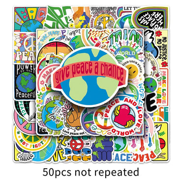Colorful Cartoon World Peace Stickers for Laptop, Luggage, Skateboard, Kid Toys (10/30/50PCS) (ONLINE ORDER ONLY)