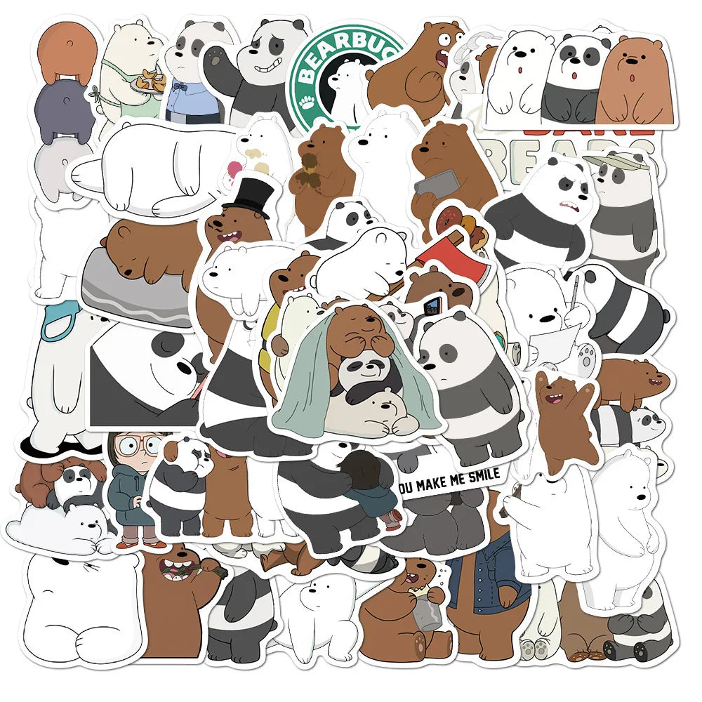 We Bare Bears Cartoon Stickers - Funny Animal Decals for Kids, Laptop, Phone, Guitar, Fridge (ONLINE ORDER ONLY)