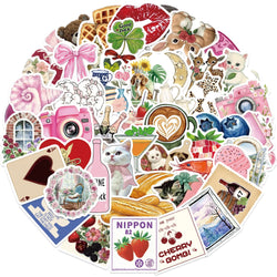 50PCS Aesthetic Pinterest Sticker Cartoon Aesthetic Cute Decals Laptop Notebook Phone Decoration Fashion Sticker (ONLINE ORDER ONLY)