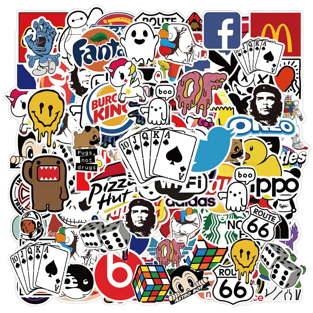 Cool Tide Logo Graffiti Stickers: 10/30/50PCS Waterproof Aesthetic for Skateboard, Phone, Bike, Car (ONLINE ORDER ONLY)
