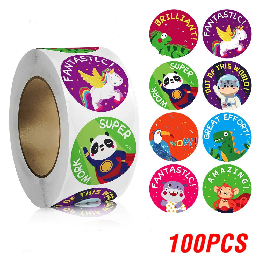 100-500pcs Cute Cartoon Animals Reward Stickers for Kids School Teacher Supplies Kids Classic Toy Gift Sealing Decor Stationery (ONLINE ORDER ONLY)