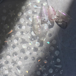 Summer Beach Ocean Shell Starfish Clams Conch Stars Sea Bubble Seasnail Soft Relief Decoration Nail Art Stickers Manicure Decals (ONLINE ORDER ONLY)
