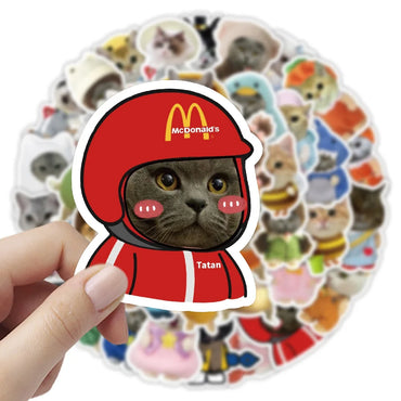 10/30/54PCS Funny Cat Stickers Animal Graffiti DIY Kids Toys Luggage Laptop Phone Guitar Car Bike Skateboard Decoration Sticker (Online Order Only)