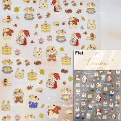 Sweater Glovesvacuum Cup Milk Fallen Leaves Kitten Adhesive Nail Art Stickers Warm Suitpinecone Kitchenware Cat Manicure Decals (ONLINE ORDER ONLY)