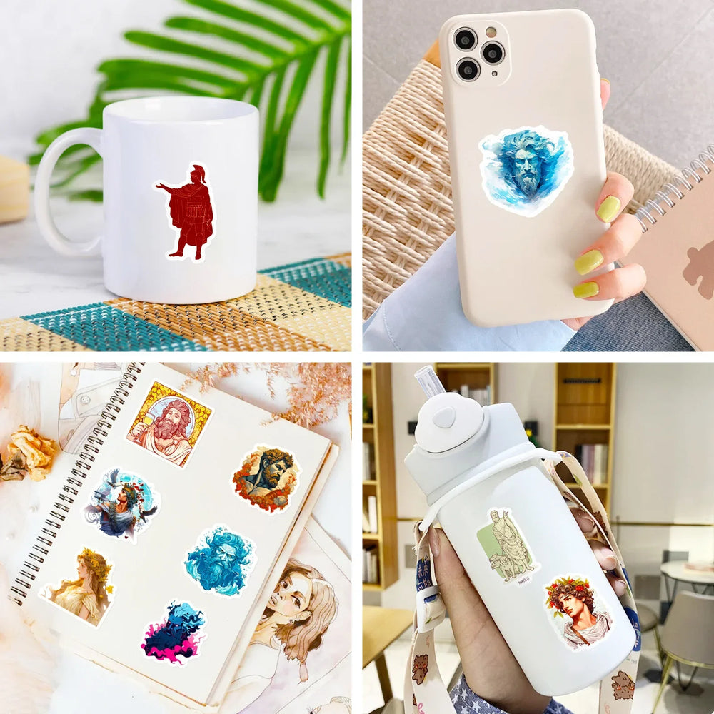 10/50pcs Cool Ancient Greek Mythology Stickers Aesthetic Character Decals DIY Stationery Phone Luggage Car Waterproof Sticker (ONLINE ORDER ONLY)