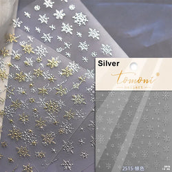 Winter Dreamy Hot Stamping Romantic White Pink Snowflakes Hexagon 3D Self Adhesive Nail Art Stickers Christmas Manicure Decals (ONLINE ORDER ONLY)