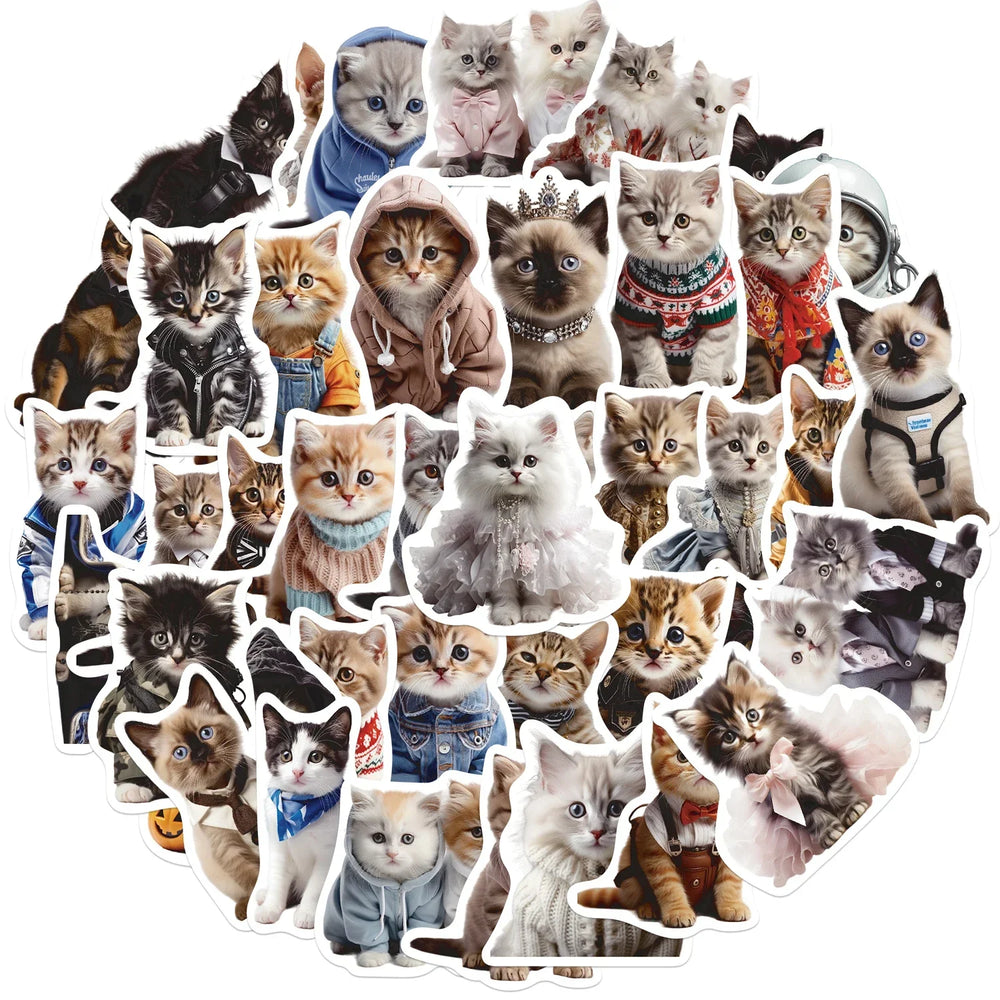 50PCS Cute Cat Animals Kawaii DIY Stickers For Waterproof Skateboard Laptop Phone Diary Car Vinyl PVC Decoration Stickers (ONLINE ORDER ONLY)