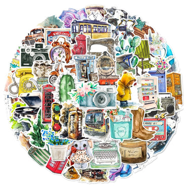 10/50pcs Retro Art Vsco Graffiti Stickers Aesthetic Cartoon Decals Laptop Luggage Skateboard Bike Phone Sticker Vintage Toys (Online Order Only)